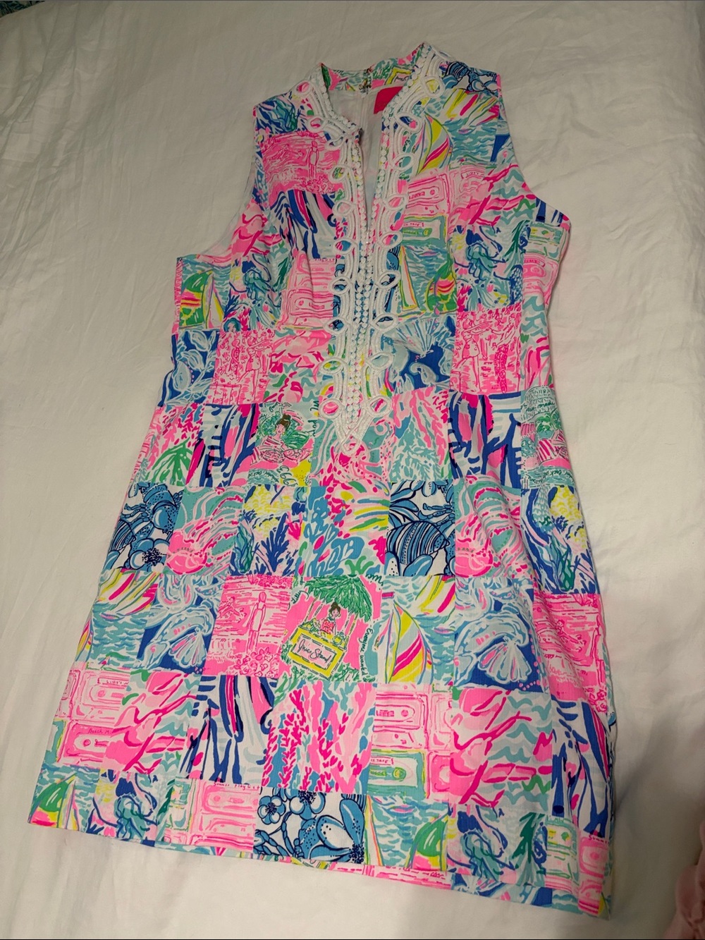 Lilly Pulitzer Sleeveless Patchwork Print Dress in Pink, Blue, Green, Yellow